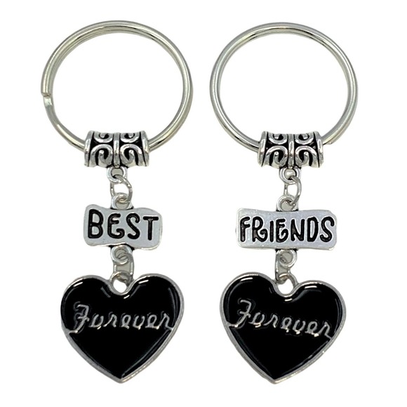 Evenchae Heart Keychains, Best Friends Forever Set of 2, Gift Bag, 2.5"L - Picture 1 of 3